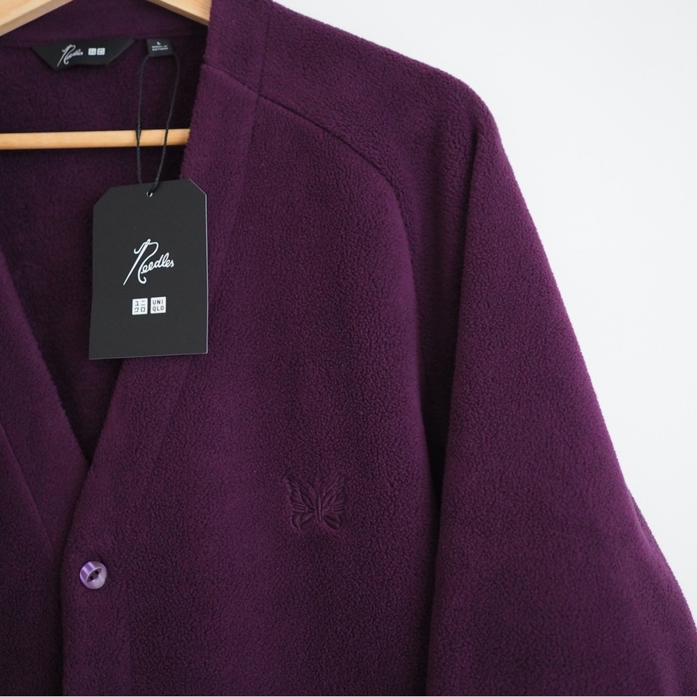 Needles fleece cardigan oversized streetwear Uniqlo sweater size large - Picture 5 of 9